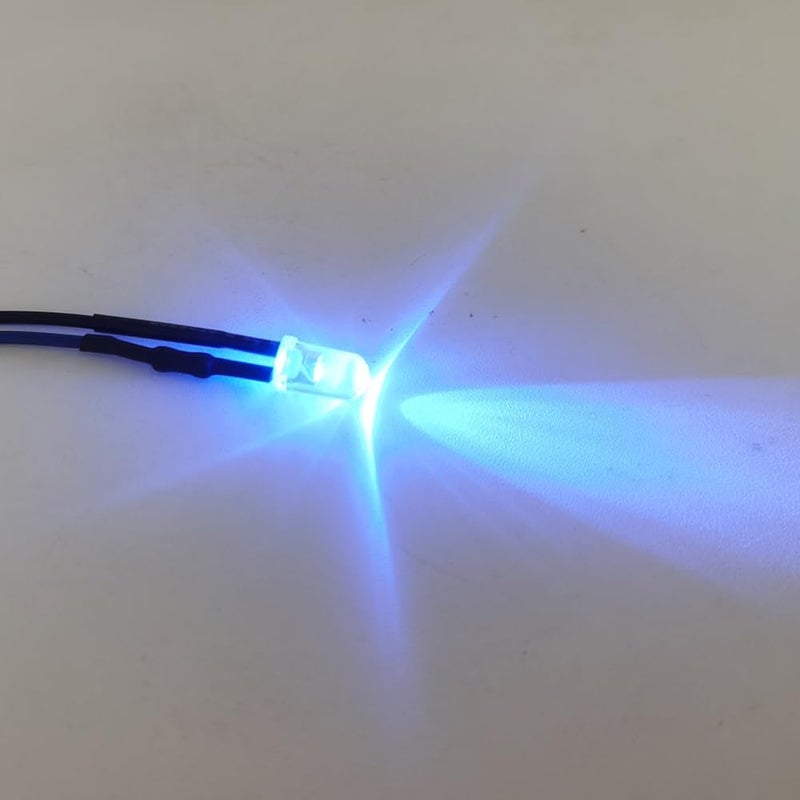 Vrabocry 20pcs 12 Volt 3mm Pre Wired Blue Blinking LED Lights Emitting Diodes 1.5Hz Single Color Flashing 7.9 inch DC 12v LED Light Clear Lens Small LED Lamps DIY Lighting Projects - Image 5